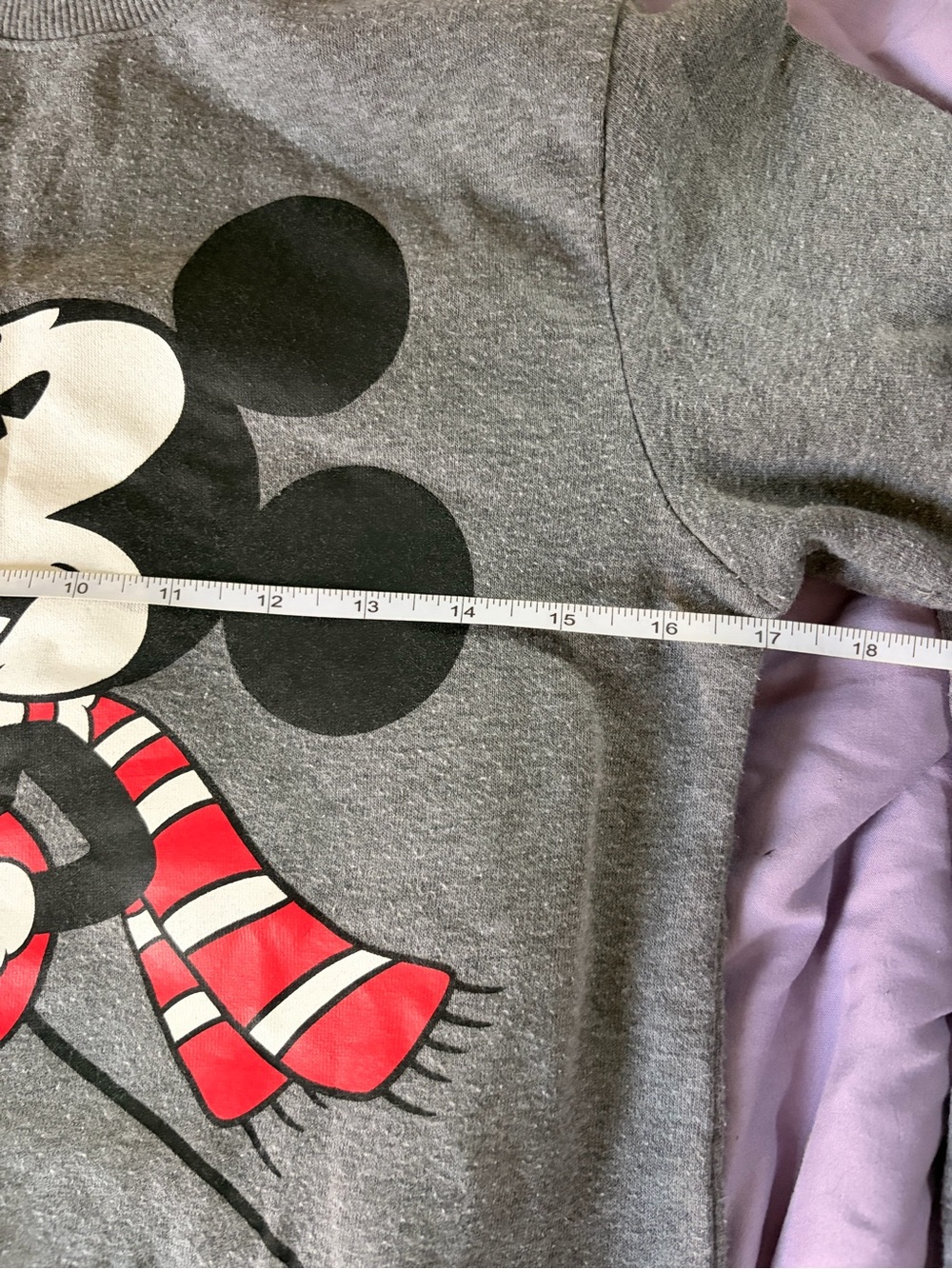 Disney Gray Crewneck Sweater with Mickey Mouse Graphic and Red Accents - Picture 3 of 4